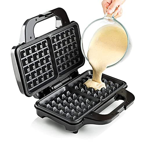 Image of GLOBAL GOURMET Square Waffle Maker Iron Machine 1000W I Snack & Dessert Maker I Electric I Non-Stick Coating Mould I Deep Cooking Plates I Recipes Included