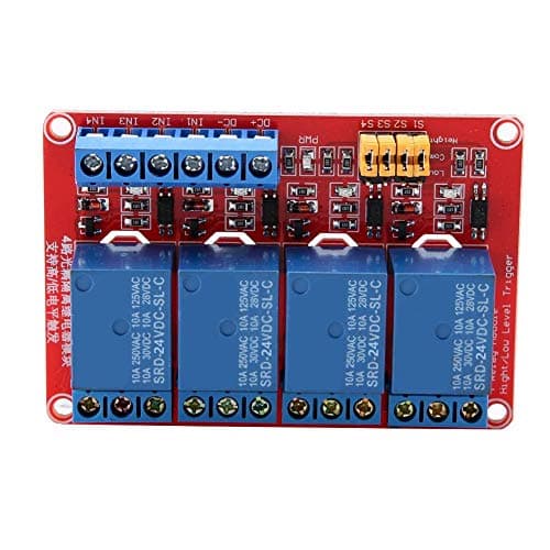 Image of 5V/12V/24V 4-Channel Relay Module, Optocoupler Relay Module Board High & Low Trigger for Arduino(24V)