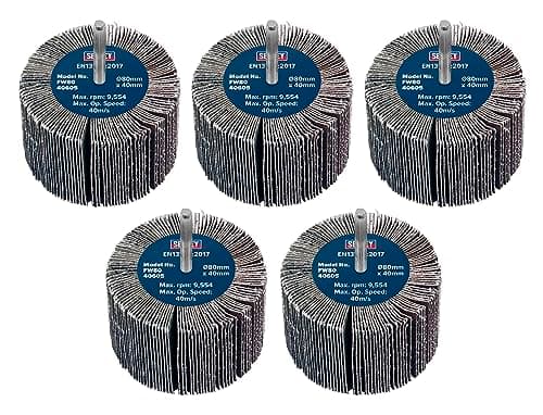 Image of Sealey Ø80 x 40mm Abrasive Flap Wheel Ø6mm Shaft 60Grit Pack of 5 - FW8040605