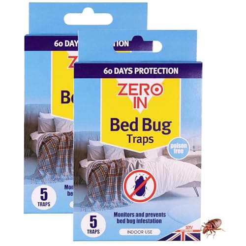 Image of Zero In Bed Bug Traps - Bed Bug Interceptor for Monitoring, Detecting, and Killing Bed Bugs - Bed Bug Trap for Bed Legs, Mattresses, and Baseboards, 10 Pack
