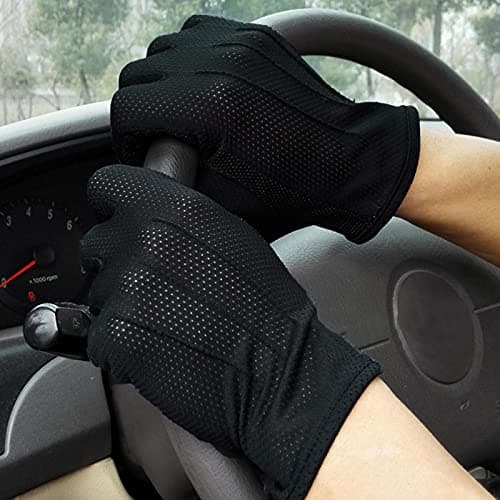 Image of Men Women Sun UV Protection Gloves Summer Mesh Driving Gloves Cotton Cycling Gloves Breathable Thin Touchscreen Gloves Full Finger Cycling Gloves Non-Slip Gym Gloves Workout Running Gloves Mittens