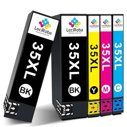 Image of LeciRoba 35xl Ink Cartridges for Epson 35 ink and 35xl Ink Cartridges Multipack,for Epson WorkForce Pro WF-4725DWF WF-4720DWF WF-4730DTWF WF-4740DTWF Printers (2-Black 1-Cyan 1-Magenta 1-Yellow)