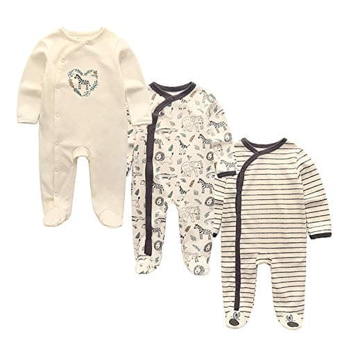 Image of MAMIMAKA Baby Rompers Pajamas Cotton Jumpsuit Boys Girls Sleepsuit Long Sleeve Footed Bodysuits One-Piece Outfits