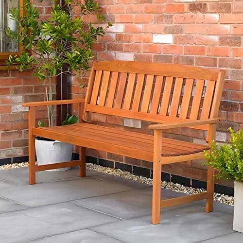 Image of Garden Mile Traditional Wooden Garden Bench Weather Resistant 3-Seater Wooden Garden Furniture Solid Hardwood Construction Indoor & Outdoor 3 seater garden furniture Easy Assemble