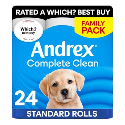 Image of Andrex Complete Clean Toilet Roll 24 Rolls (Previously Andrex Classic Clean Toilet Tissue) Unbeatable Toilet Paper with Unique 3D Wave, FSC Certified