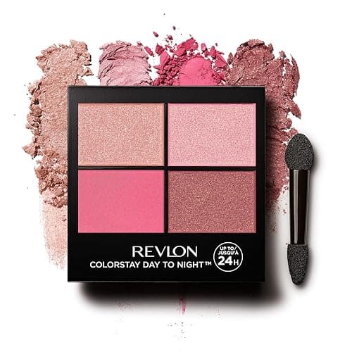Image of Revlon ColorStay 24 Hour Eyeshadow Quad with Dual-Ended Applicator Brush, Longwear, Intense Color Smooth Eye Makeup for Day & Night, Matte & Shimmer Finish, Pretty (565) Unisex