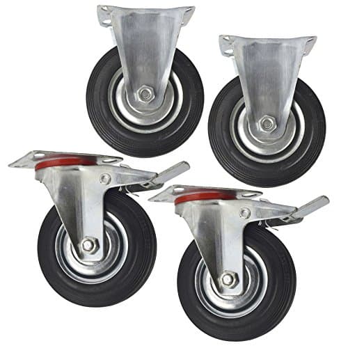 Image of 5" (125mm) Rubber Fixed and Swivel with Brake Castor Wheels (4 Pack) CST06_08