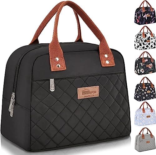 Image of HOMESPON Insulated Lunch Bag for Women Adult Work Ladies Men Cool Bag Lunch Box Container Tote Bags for School Picnic or Travel(Black)