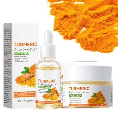 Image of Brightening Face Cream with Turmeric Glow Serum - Anti Aging Moisturiser for Radiant Skin - Hyperpigmentation Care & Even Tone Duo - Natural Skin Care for Women/Men