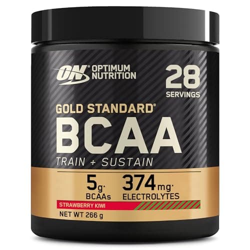 Image of Optimum Nutrition Gold Standard BCAA Train + Sustain, Amino Acids Pre Workout Powder, Sports Drink with Vitamin C, Zinc, Magnesium and Electrolytes, Strawberry Kiwi Flavour, 28 Servings, 266 g