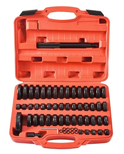 Image of DHA 52 Pcs Custom Bushing, Bearing & Seal Driver Set, Master Press Tool Kit with 50 Interchangeable Discs (18mm to 74mm), Professional Removal & Installation Tool for Cars, Vans & Motorcycles