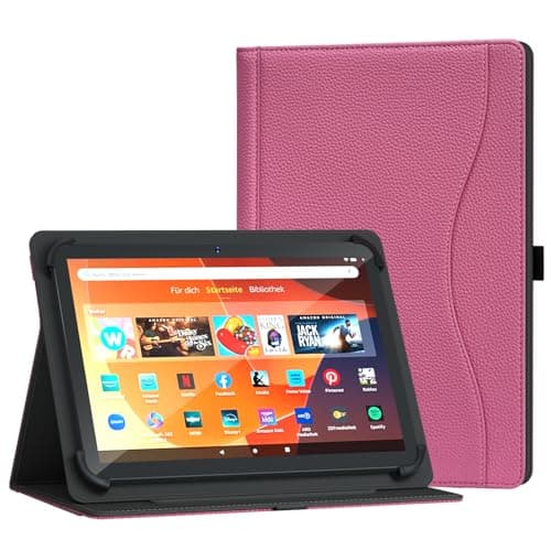Image of XunyLyee Universal 10.1 11 inch Tablet Case for Android 16 15 Tablet 10 inch Case, Multi-Angle Viewing Stand Cover with Pocket for 9.6-11 Inch Tablet, Pink
