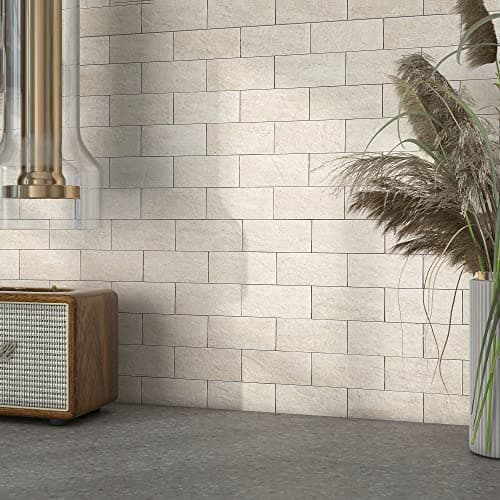 Image of BeNice 3D Self Adhesive Wall Tiles Kitchen Mosaic Tile Stickers Travertine Stone Effect Bathroom Waterproof Peel and Stick(Beige,5sheets)