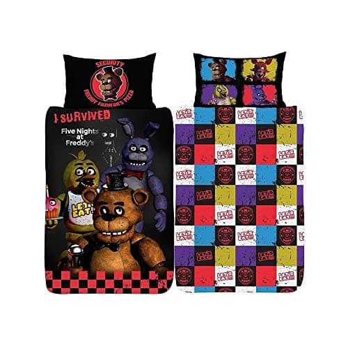Image of FNAF FIVE NIGHTS AT FREDDY'S Single Duvet Cover | Freddy Fazbear's Pizza Design | Officially Licensed Reversible Two Sided Design