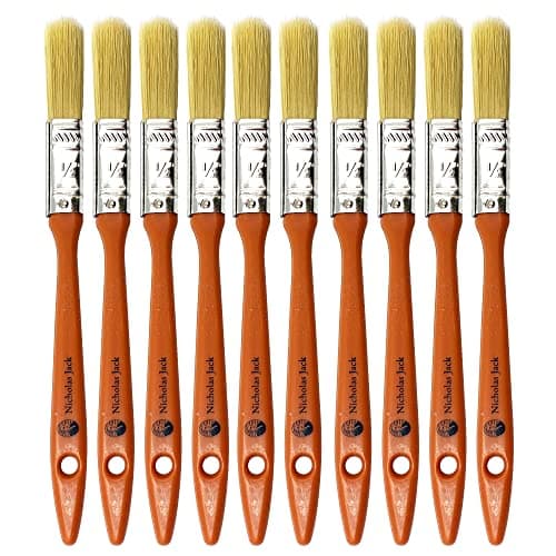Image of 10 Pack Paint Brushes Ideal for Walls & Ceilings, Paint Brush Set with Synthetic Bristle Brush, Heavy-Duty Gloss Paint Brush for Fiberglass and Laminating (0.5 Inch)
