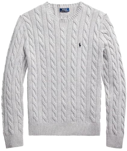 Image of Polo Ralph Lauren Mens Cable-Knit Cotton Sweater, Rl Smoke Grey Heather, XL
