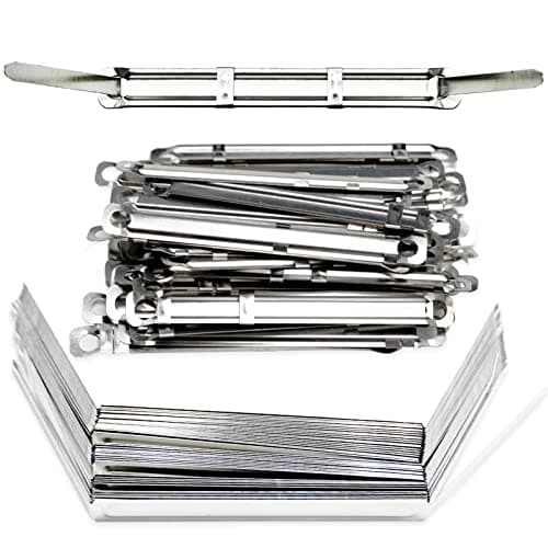 Image of 50Packs Filing Strip Fastener Filing Clip,Paper Fasteners, 80 mm Fasteners Office Metal Filing Paper Fastener Clips Premium Prong Fastener Storage for Standard 2-Hole Punch, 50mm Capacity