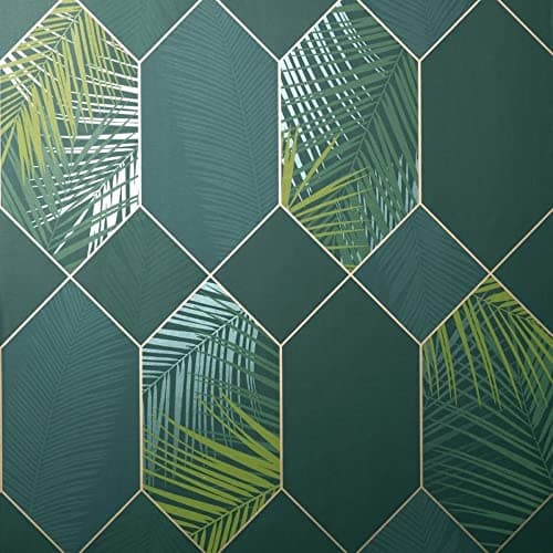 Image of Fine Decor UK Miami 2021 Tropical GEO Emerald/Gold