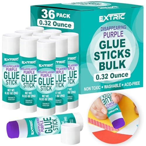 Image of Glue Sticks 36 Count Glue Sticks Bulk 0.32 Ounce Purple Glue Stick - School Supplies for Kids, Washable School Glue, Large Glue Sticks for School and Home Use