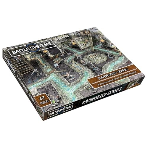 Image of Battle Systems Ravenskeep Sewers: Modular Dungeon Terrain, Sewers, Lava Flows, Cardstock, No Painting Required, Assembly Required, Ages 144+