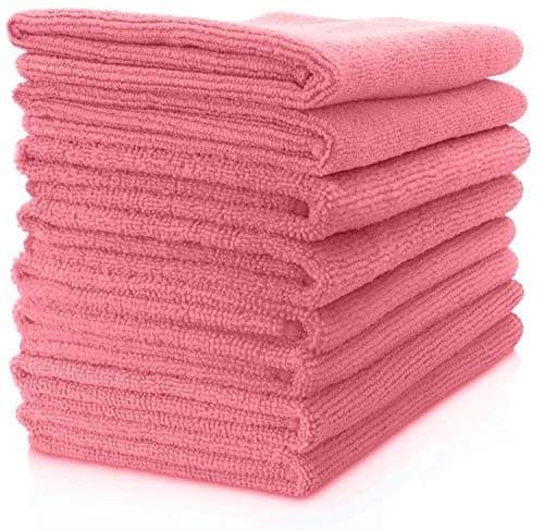 Image of DURACLEAN® Microfibre Cleaning Cloths, 38x40cm, Pack of 10, Super Absorbent, Commercial Grade Cloths. (Pink)