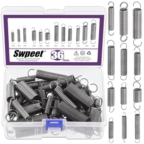 Image of Swpeet 36Pcs 12 Different Sizes Carbon Steel Extension Spring Assortment Kit, Extended Tension Spring Wire Dia 0.039" 0.059" 0.078" 0.1", OD 0.39" 0.59" 0.78", Length 1.18" 1.57" 1.96" 2.36"