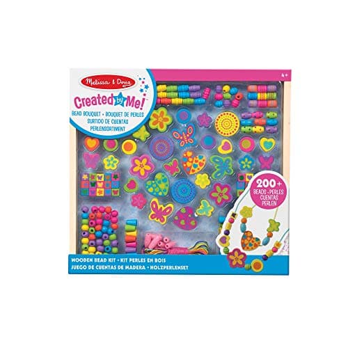 Image of Melissa & Doug Bead Bouquet Necklace Making Kit | Wooden Beads for Jewellery Arts and Crafts Kids Age 6 Friendship Bracelet Girls or Boys 5 Year Old Gifts (Pack of 2)