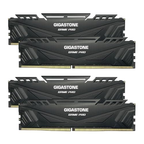 Image of 【DDR4 RAM】GIGASTONE Game PRO 64GB Kit (4x16GB) DDR4 3200MHz PC4-25600 CL 16-18-18-40 Intel XMP 2.0 AMD Ryzen 1.35V UDIMM 288 Pin Unbuffered Non ECC High Performance Gaming Desktop Memory - Black