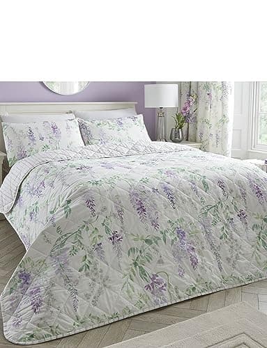 Image of Dreams & Drapes Wisteria Quilted Bedspread Lilac Double/Kingsize