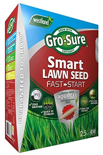 Image of Gro-Sure 20500254 Aqua Gel Coated Fast Start Smart Grass Lawn Seed, 25 m2, 1 kg - Blue
