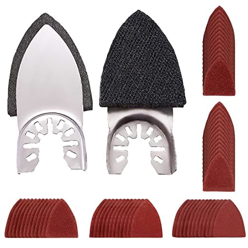 Image of Litorange 62 Pcs Oscillating Multitool Sanding Pad Kit, Fast Fit Sanding Kit Includes 5 Kinds Sandpapers for Surface Polishing Compatible with Bosch, Craftsman, Chicago, Dremel Multiple Tools Etc