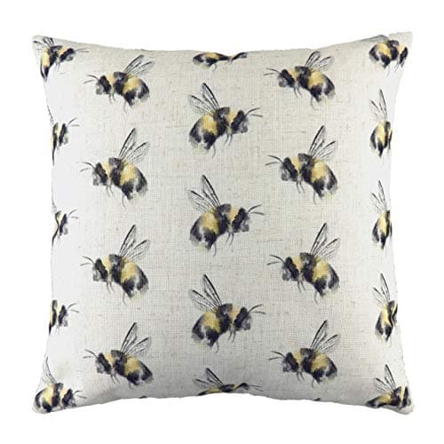 Image of Evans Lichfield Bee You Repeat Polyester Filled Cushion, White, 43 x 43cm