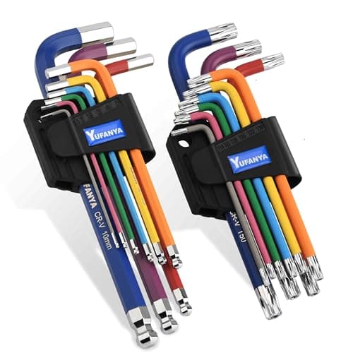 Image of 18PCS Allen Key Set,Metric Ball End Allen Hex Key Set and Torx/Star Key Set with Colour Coding,Sizes T10-T50,1.5mm-10mm for Furniture Assembly,Bike,Motorcycle Maintenance,Household DIY,Case Package