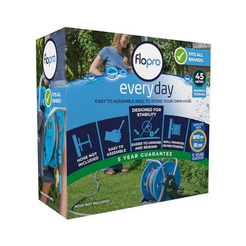 Image of FLOPRO-Everyday Hose Reel Without Hose: 2-in-1 Ideal as Free Standing or wall Mounted Hose Reel. Robust Frame for Stability. Easy Flat Pack Assembly. Use existing Hose & Fittings. Fits All Brands