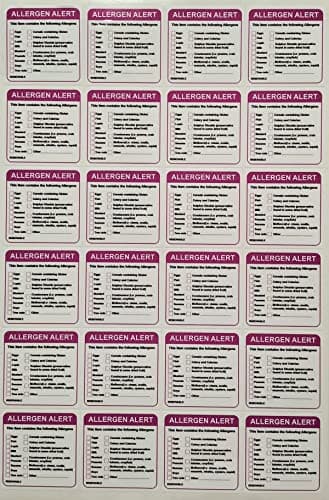 Image of Food Allergen Stickers - Natasha’s Law Food Allergy Labels for Kitchens 50mm x 50mm (24)