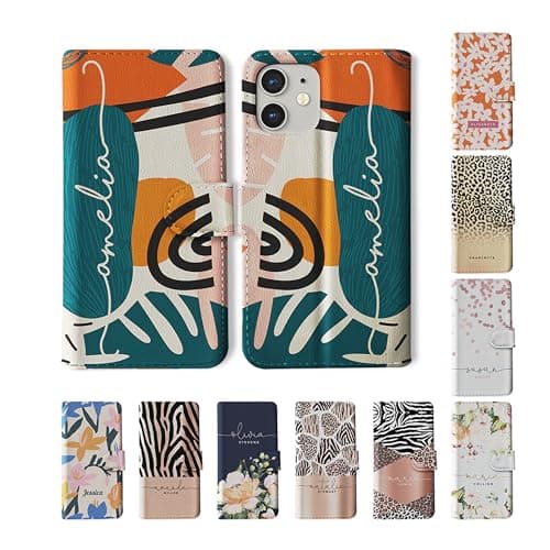 Image of Tirita Personalised Wallet Phone Case for iPhone 5 / 5s / SE 2016 With Card Holder – Leather Flip Case or Cover With Custom Name – Cute Personalised Gift for Women [09. Abstract Tropical Art]