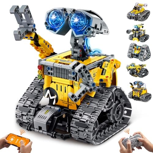 Image of IKUPER Technic Robot Building Kit for Kids Boys Aged 6-12, Remote & App Controlled Toy Set, Creative STEM Gifts for Christmas & Birthday, Build 6in1 Model with 631 Pieces
