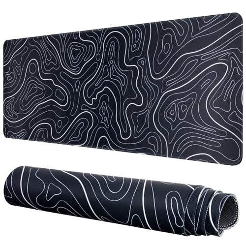 Image of Large Gaming Mouse Pad, Topographic Mouse Mat for Gaming Mousepad Office, Long XL Mouse Pads Keyboard Pad for Computer Laptop 31.5''x11.8'' Desk Mat (Black)