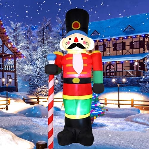 Image of PIPIMOUSE 8 FT Christmas Inflatable Nutcracker Giant Inflatable Nutcracker Soldier with LED Lights Blow up Christmas Decorations Outdoor for Xmas Party Garden Lawn Yard Patio Holiday Decor