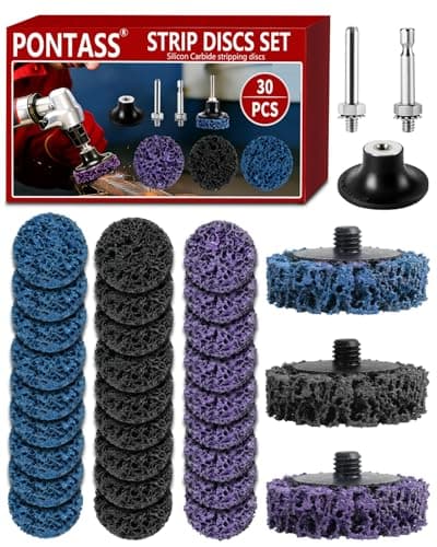 Image of 30 Pcs Stripping Wheels, 2 Inch 50mm Paint & Rust Removal Discs with 1/4" / 0.23" Shank for Power Drills, Metal Polishing Cleaning Discs （Purple Blue Black）