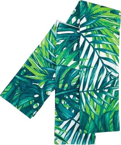 Image of Ragged Rose Tea Towels for Kitchen - 50 cm x 70 cm Pair of Kitchen Cloths for Drying Dishes, Wiping Countertops, & Handling Pots - Machine Washable & Durable - Lime Botanicals, Pack of 2