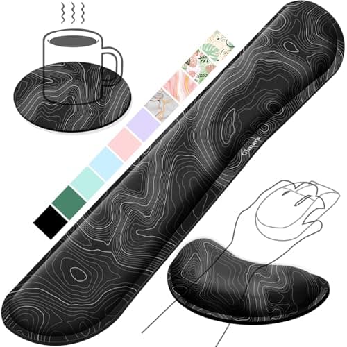 Image of Gimars Upgrade Enlarge Silky Gel Memory Foam Wrist Rest for Computer Keyboard, Mouse, 3 PCS Ergonomic Keyboard Wrist Rest for Typing Pain Relief, Mouse Pad Wrist Support for Office Gaming, Map