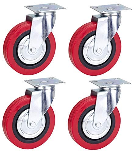 Image of 125mm Polyurethane Swivel Casters- Top Plate Fitting Heavy Duty PU Casters Wheels by Bulldog Castors - Max 500Kg Per Set