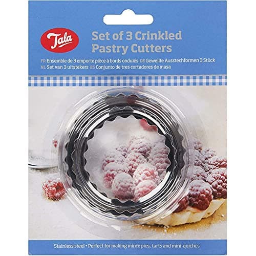Image of Tala Set of 3 Stainless Steel Wave Edge Cookie Cutters in Various Sizes, Ideal for Cookie Dough, Pastry & Icing Perfect for Homemade Scones
