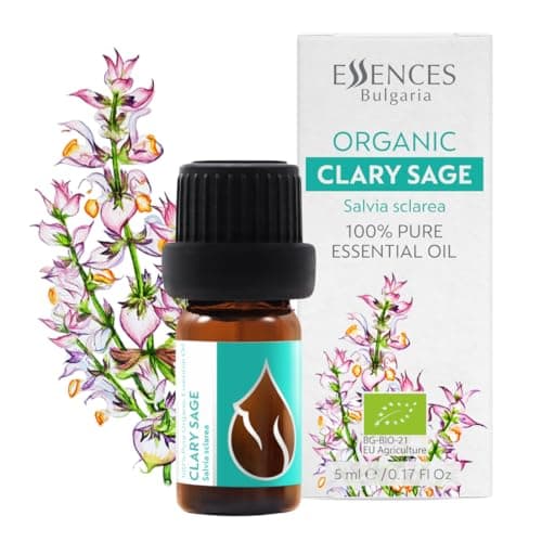 Image of Essences Bulgaria Organic Clary Sage Essential Oil 5ml | Salvia sclarea | 100% Pure and Natural | Undiluted | Therapeutic Grade | Family Owned Farm | Steam-Distilled | Non-GMO | Vegan