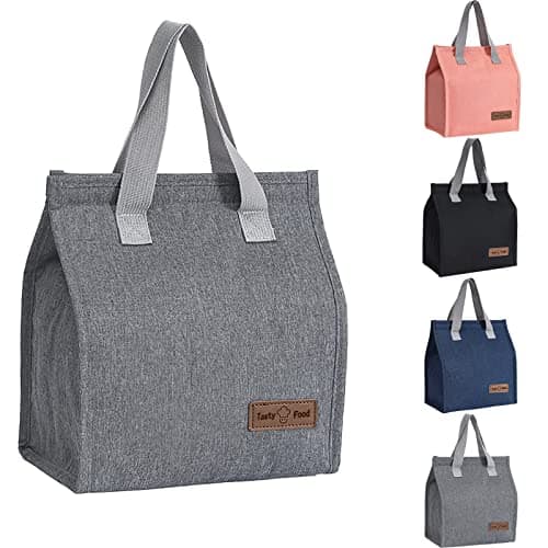 Image of Yikki Lunch Bags for Women Men, Reusable Leakproof Kids Lunch Bag, Insulated Cool Bags for Kids Girls Boys Adults, Thermal Cooler Bags for Work School Picnic Travel (Gray)