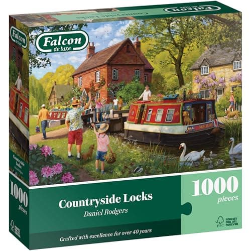 Image of Falcon - Countryside Locks 1000 Piece Jigsaw Puzzle - Daniel Rodgers Illustration - Tranquil Summer Scene - Premium Recycled Board - Poster-Like Finish - Eco-Friendly Packaging