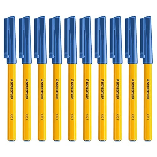 Image of STAEDTLER Fine 0.3mm 430 F Stick Ballpoint Pens Writing Pen Smooth - Blue Ink (10)