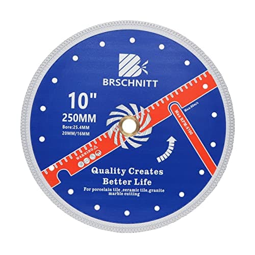 Image of Super Thin Diamond Porcelain Cutting Disc with X Teeth,BRSCHNITT 250mm x Arbor 25.4mm-20mm-16mm Diamond Cutting Disc for Dry/Wet Cutting Porcelain Tile Ceramic Marble Granite