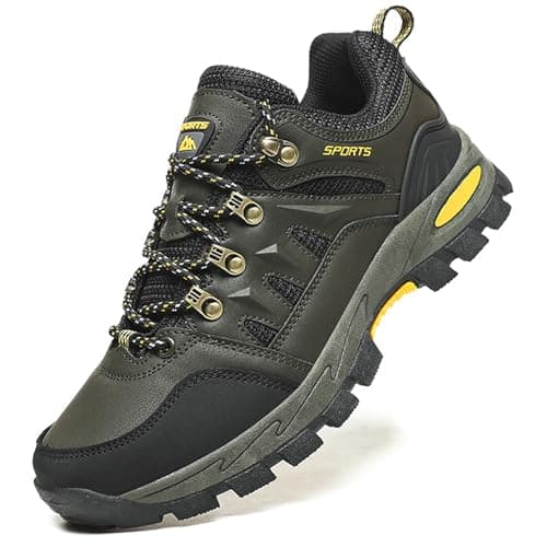 Image of Topwolve Hiking Boots Men's Women's Waterproof Walking Shoes Low Rise Trekking Climbing Shoes Outdoor Backpacking Camping Trails Shoes,Green,5 UK